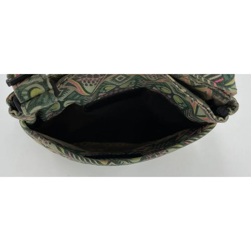 KAVU Canvas Crossbody Adjustable Small Bag Featured In Greens & Corals Geometric